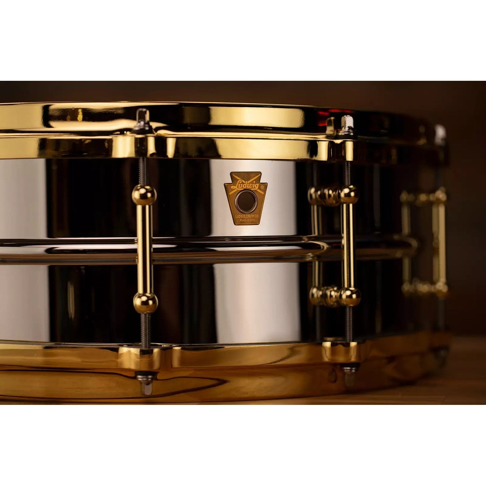 Trống Snare Ludwig LB400BBTWM 14"x5" Chrome Over Brass-Mai Nguyên Music