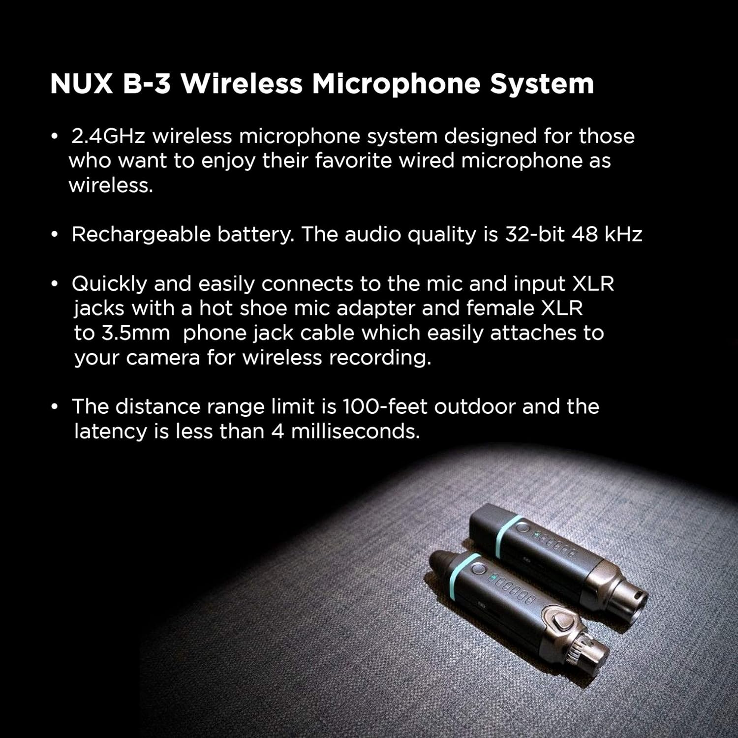 Wireless Microphone System Nux B-3RC 2.4GHz-Mai Nguyên Music