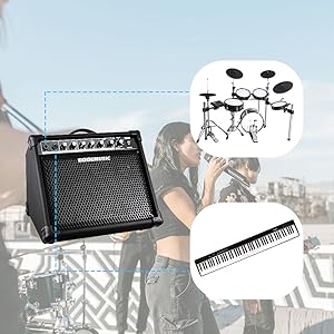 Amplifier Trống Điện Coolmusic DM-30 có 2 cổng kết nối dành cho nhạc cụ
