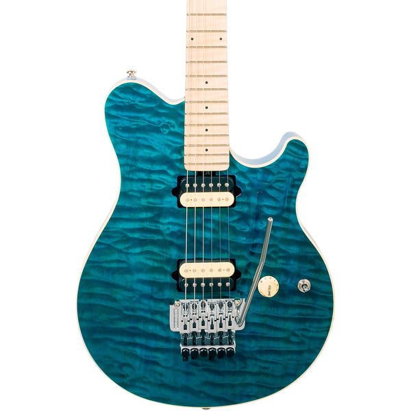 Đàn Guitar Điện Ernie Ball Music Man Axis Premium One Piece Quilt Top - Translucent Blue