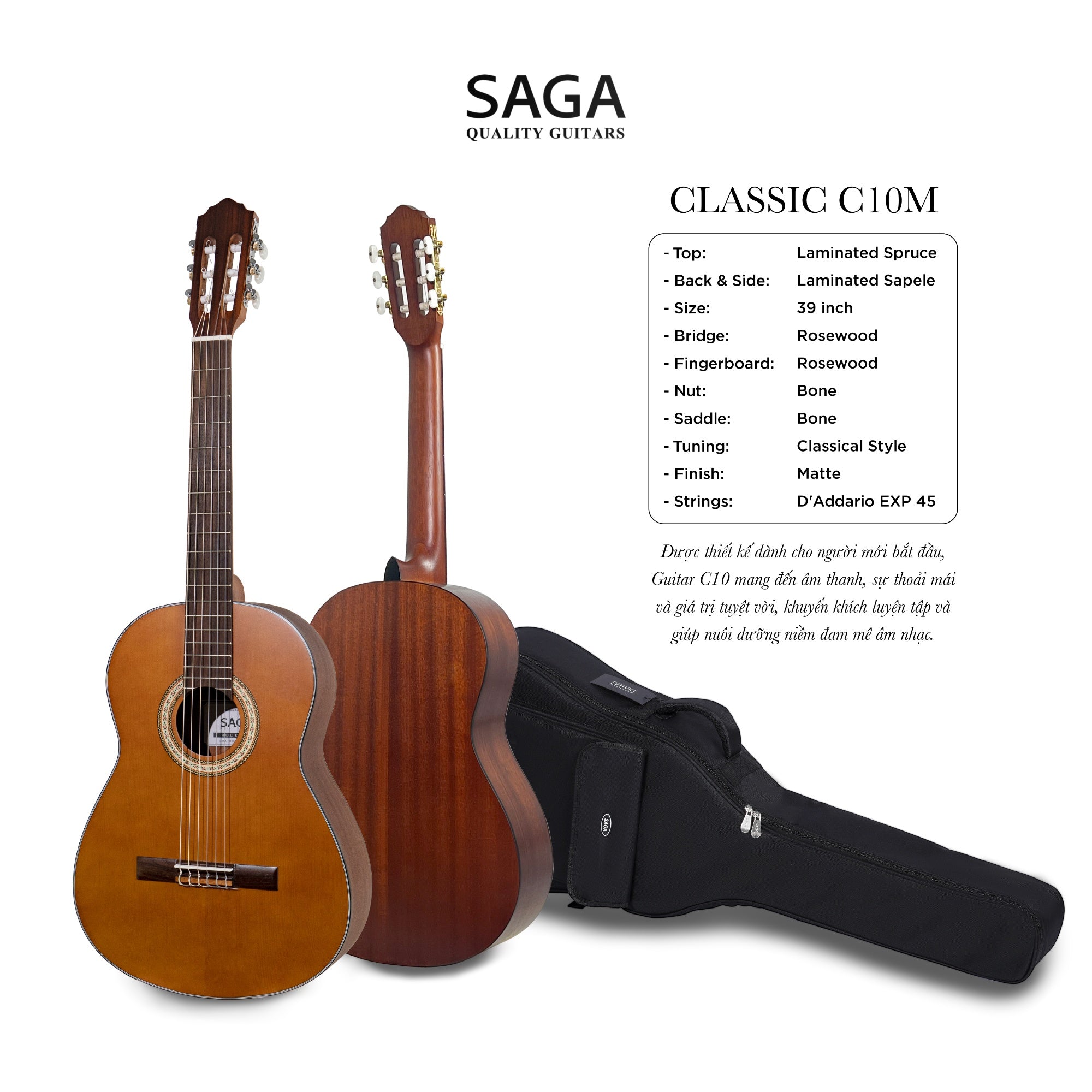 Đàn Guitar Classic Saga C10M