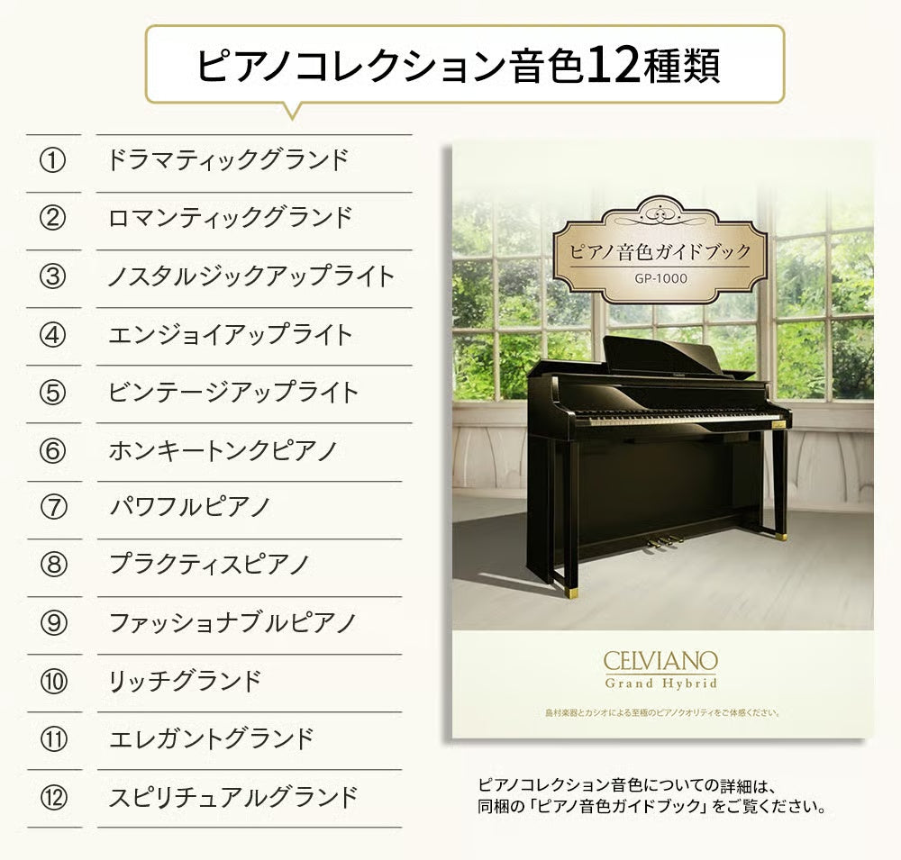 Đàn Piano Điện Casio Celviano GP-1000PE Grand Hybrid có 21 âm thanh cao cấp