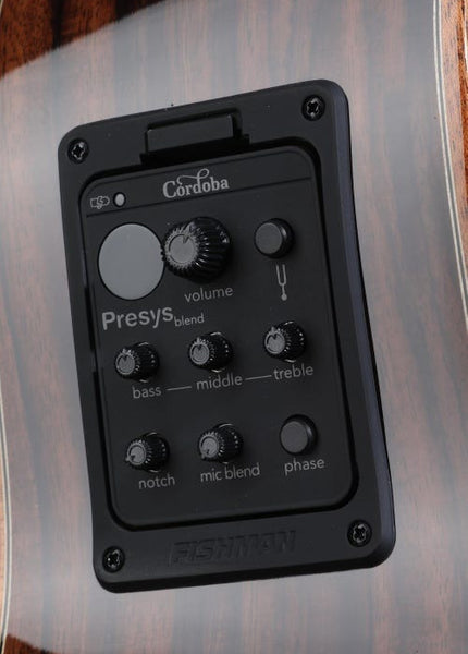 Hệ thống điện tử Fishman Presys Blend được tích hợp trên Cordoba Fusion Orchestra CE