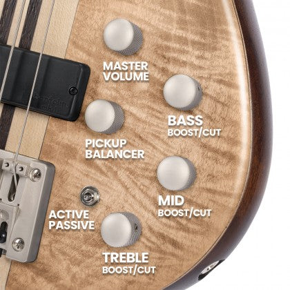 Bộ điều khiển Bartolini MK-1 EQ trên Đàn Guitar Bass 6-dây Cort A6 Plus FMMH