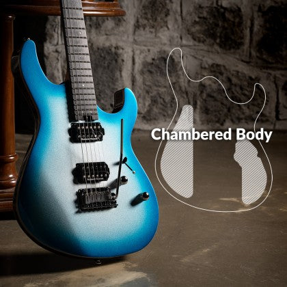 Đàn Guitar Điện Cort G300 Glam có thân đàn bằng gỗ mahogany với mặt trên bằng gỗ maple 6mm