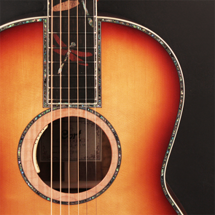 Đàn Guitar Acoustic Limited Edition Cort PR-LE MY có mặt trên bằng gỗ sitka Adironback nguyên khối