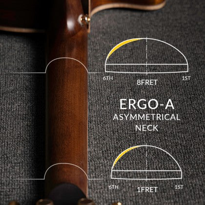 Đàn Guitar Acoustic Limited Edition Cort The Black Tree có cấu hình cần đàn bất đối xứng Ergo -A