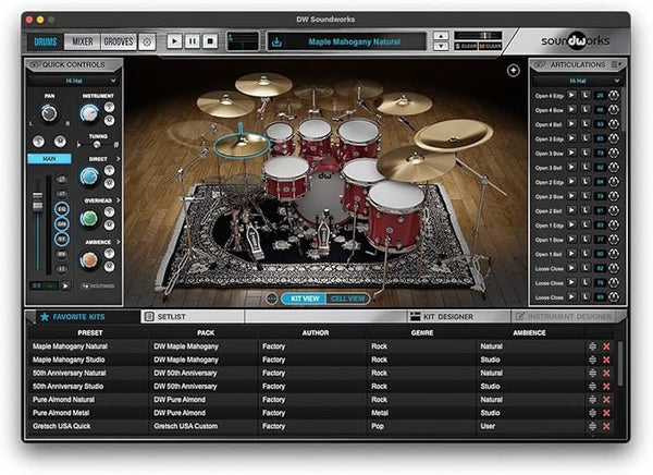 Trống Cơ DW DWe 4-Pcs Drum Kit Bundle đi kèm trung tâm không dây DrumLink và bộ xử lý âm thanh Roland Rubix24