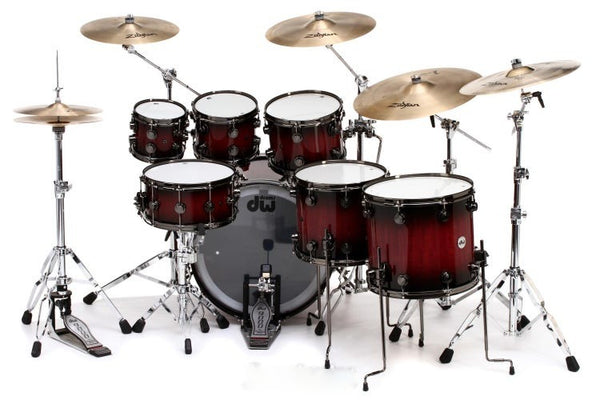Trống Cơ DW Collector's Series Lacquer 7-Pcs Shell Pack - Quick Candy Black Burst over Purpleheart