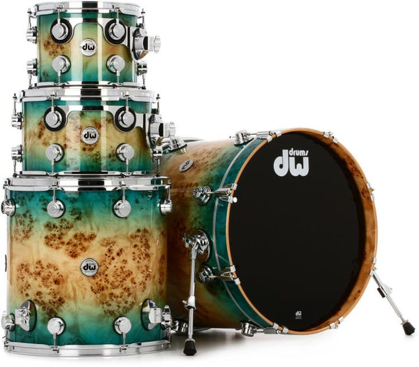 Trống Cơ DW Collector's Series Exotic 4-Pcs Shell Pack - Candy Blue Azure Burst over Mapa Burl