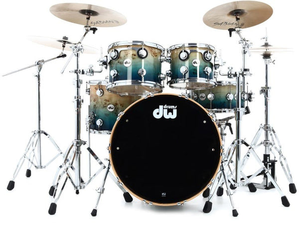 Trống Cơ DW Collector's Series Mapa Burl Exotic 5-Pcs Shell Pack - Cobalt Blue to Natural Fade