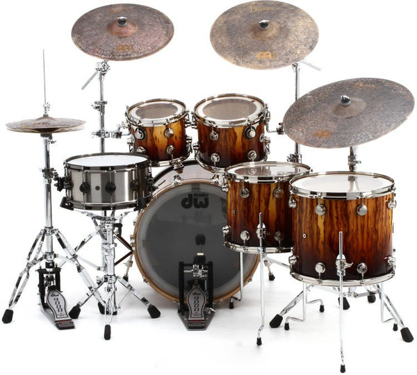 Trống Cơ DW Collector's Series Exotic 5-Pcs Maple Shell Pack - Natural to Burnt Toast Fade over African Chechen