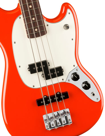 Đàn Guitar Bass 4-dây Fender Player II Mustang Bass PJ, Slab Rosewood FB - Coral Red