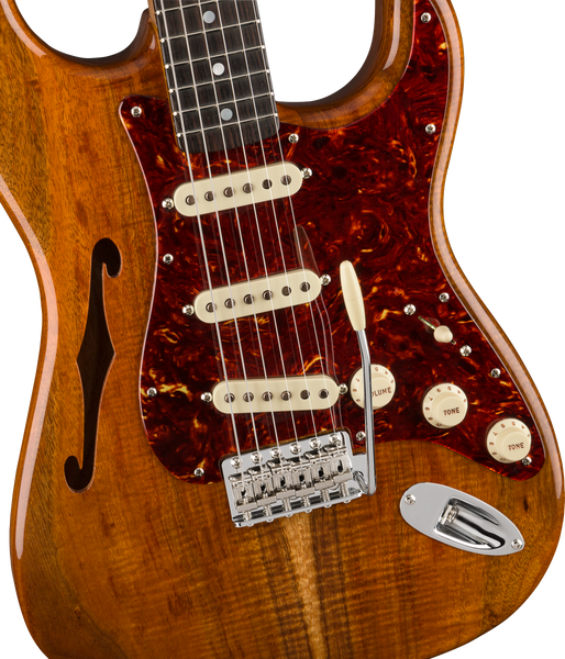 Fender Custom Shop Artisan Koa Thinline Stratocaster, Roasted Ash Body with 4A Figured Koa Top, Ebony Fingerboard, Aged Natural, NOS