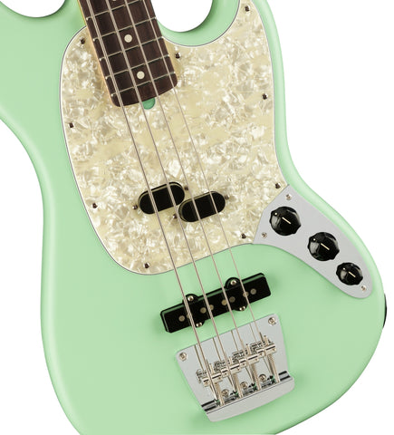 Fender American Performer Mustang Bass RW, Satin Surf Green