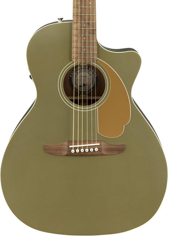 Fender Newporter Player Acoustic Guitar, Olive Satin