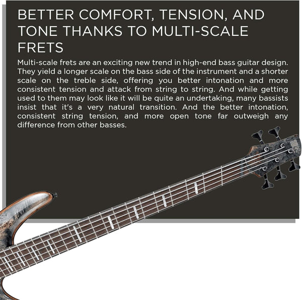 Ibanez Bass Workshop SRMS805 các phím đàn multi-scale
