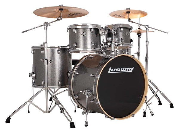 Trống Cơ Ludwig Evolution 22" 6-Pc Shell Pack w/Paiste Cymbal, Platinum Sparkle