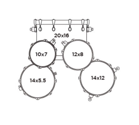 Cấu hình bộ Trống Cơ Mapex MM504SF Fusion 5-Pc Shell Pack (20"/10"/12"/14"/14")