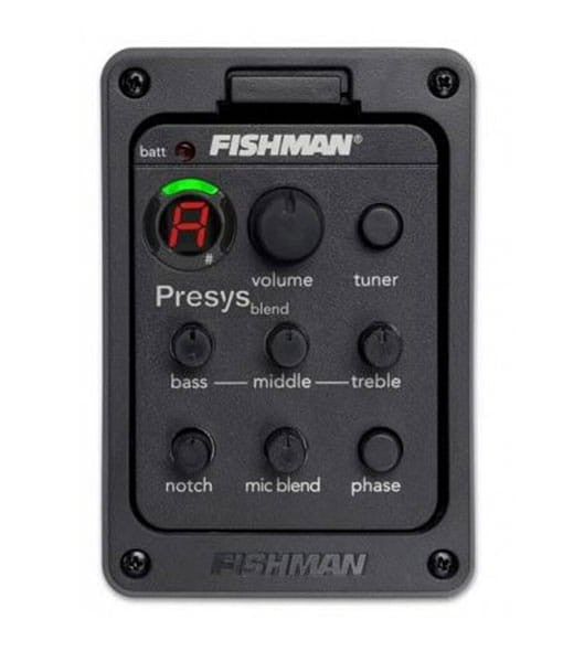 Hệ thống Fishman Blend tích hợp có bộ phận piezo ở dưới yên và micrô tích hợp