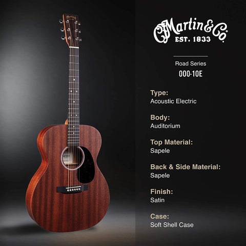 Martin 000-10E được thiết kế hoàn toàn bằng gỗ Sapele cho âm sắc cân bằng nhất.