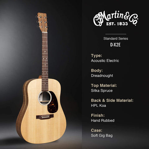 Martin DX2E Koa, Top Sitka Spruce, Koa HPL Back & Side