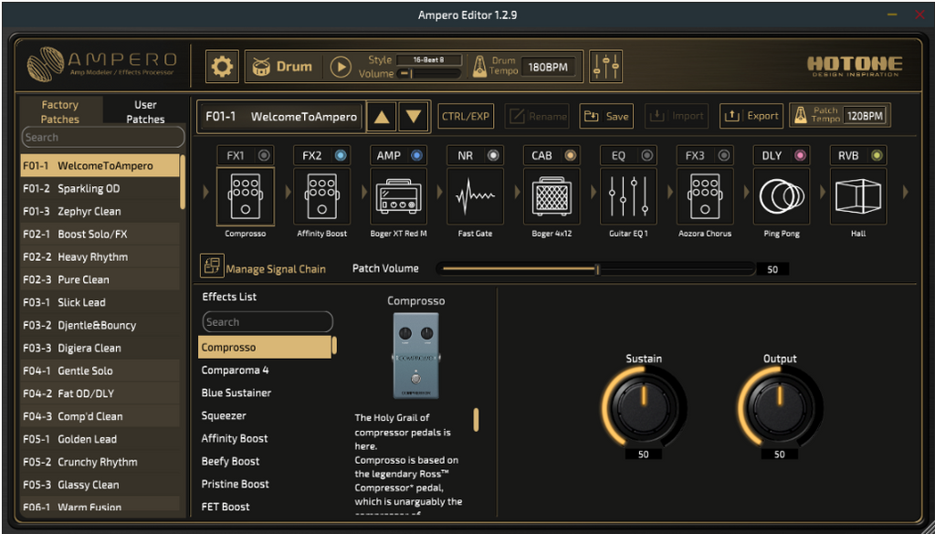 Multi Effect Pedal Hotone Ampero MP-100 - Software