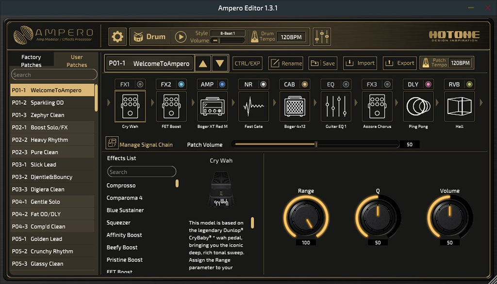 Multi Effect Pedal Hotone Ampero Silver Edition MP-100 - Software