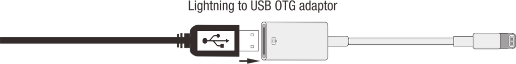 Đối với các thiết bị iOS, vui lòng sử dụng bộ chuyển đổi Apple® Lightning sang USBOTG gốc.