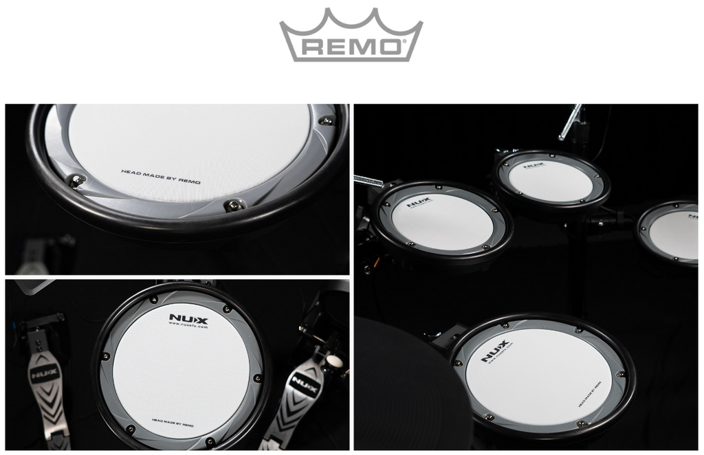 Mặt trống snare trên Nux DM-7 được sử dụng mặt trống REMO