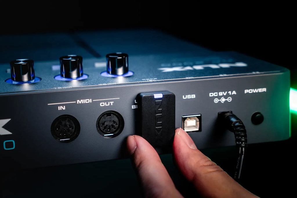 Nux DP-2000 Digital Percussion Pad bạn cũng có thể kết nối với mô-đun Bluetooth NBT-1 do NUX