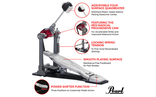 Pedal Đơn Trống Bass Pearl P1030R Eliminator Solo Red