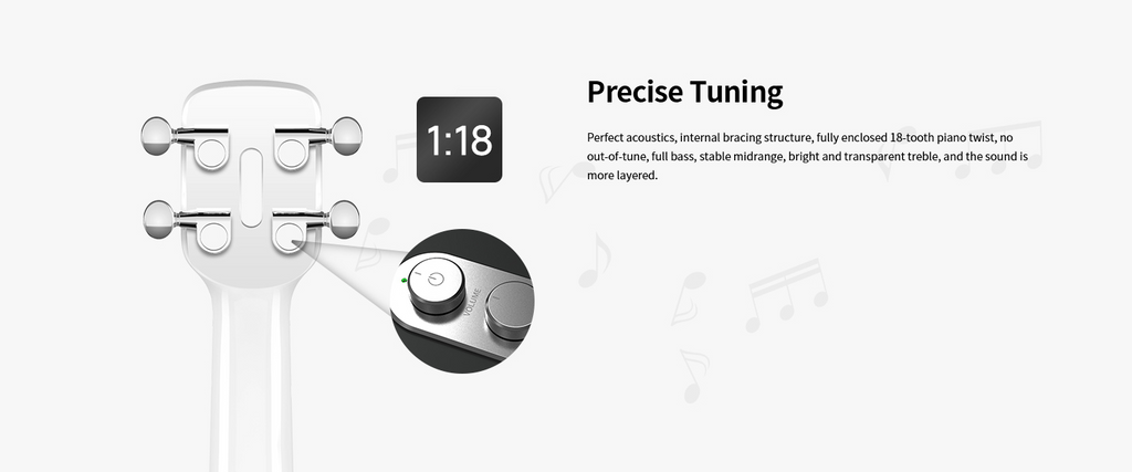 Bộ điều chỉnh dây chính xác trên Đàn Ukulele Concert Populele 2 Pro Smart