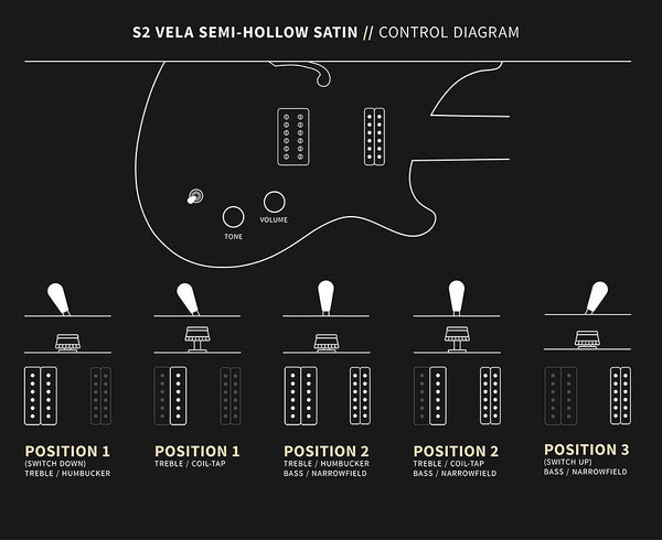 Đàn Guitar Điện PRS S2 Vela Semi-Hollow Satin - Control Diagram