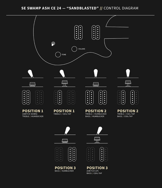 PRS SE Swamp Ash CE 24 Sandblasted Limited Edition - Control Diagram