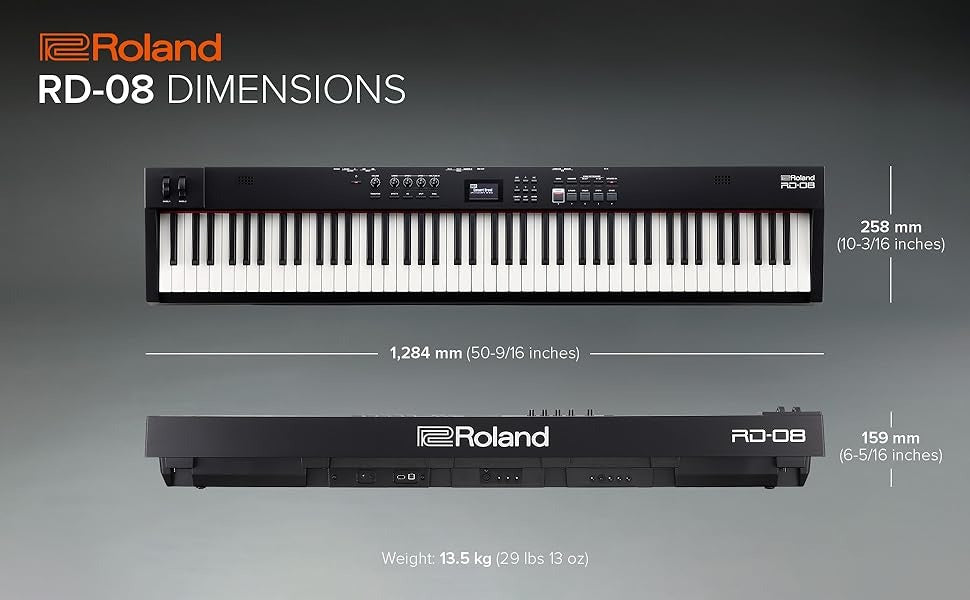 Kích thước và trọng lượng của Đàn Stage Piano Roland RD-08
