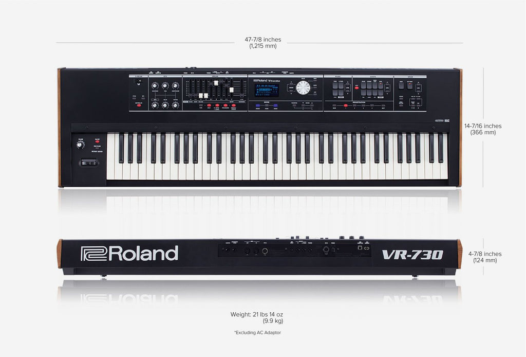 Kích thước và trọng lượng Synthesizer Roland V-Combo VR-730 Live Performance - 73 Phím