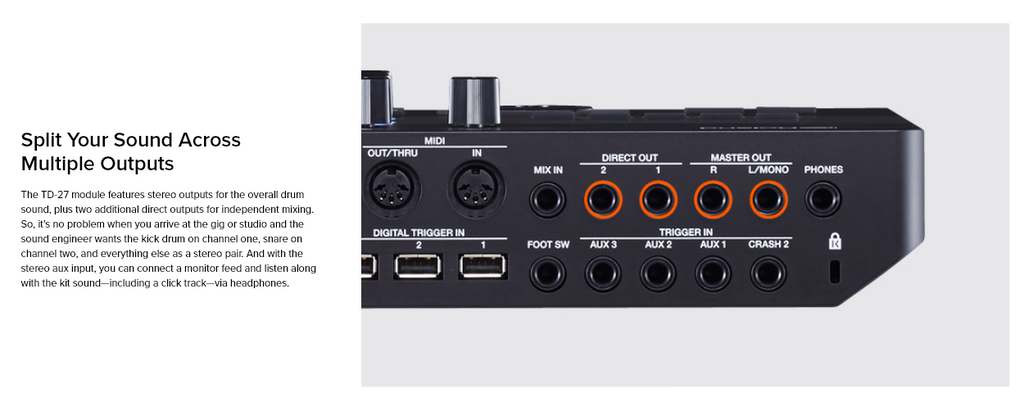 Tách âm thanh của bạn thành nhiều đầu ra trên Roland TD-27KV2