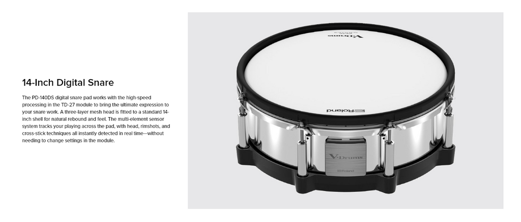 Snare kỹ thuật số 14 inch trên Roland TD-27KV2