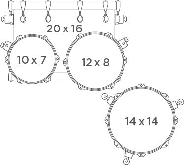 Cấu hình bộ trống Trống Cơ Mapex SE504XM Fusion Maple 4-Pc Shell Pack (20"/10"/12"/14")