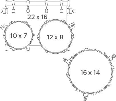 Cấu hình bộ trống Trống Cơ Mapex SE529XEM Rock Maple 4-Pc Shell Pack (22"/10"/12"/16")