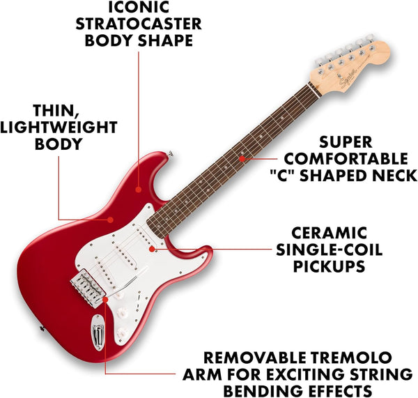 Đàn Guitar Điện Squier Debut Stratocaster, Laurel Fingerboard, Dakota Rojo