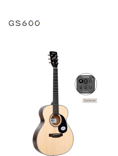 Đàn Guitar Acoustic Saga GS600E, Natural
