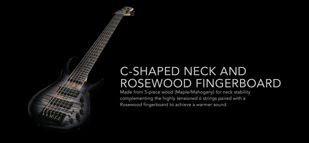 Sire Marcus Miller M7 6-String 2nd Generation có cần đàn C-Shape và mặt phím đàn Rosewood
