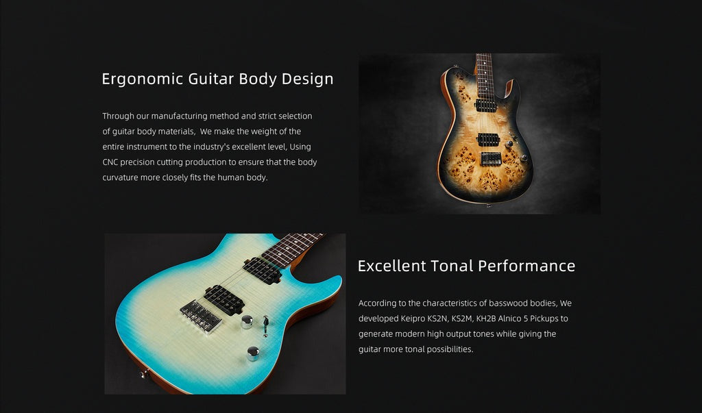 Đàn Guitar Điện Keipro Deluxe Series TL HH, Rosewood Fingerboard