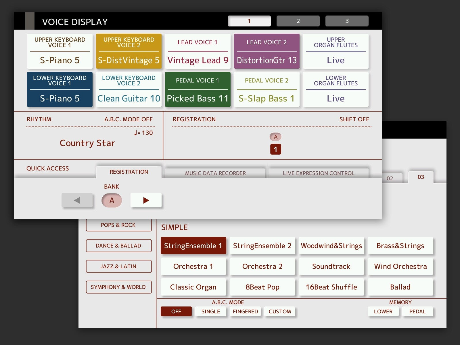 Hệ thống menu Voice, Rhythm và Registration phong phú trên Yamaha ELS-03XR