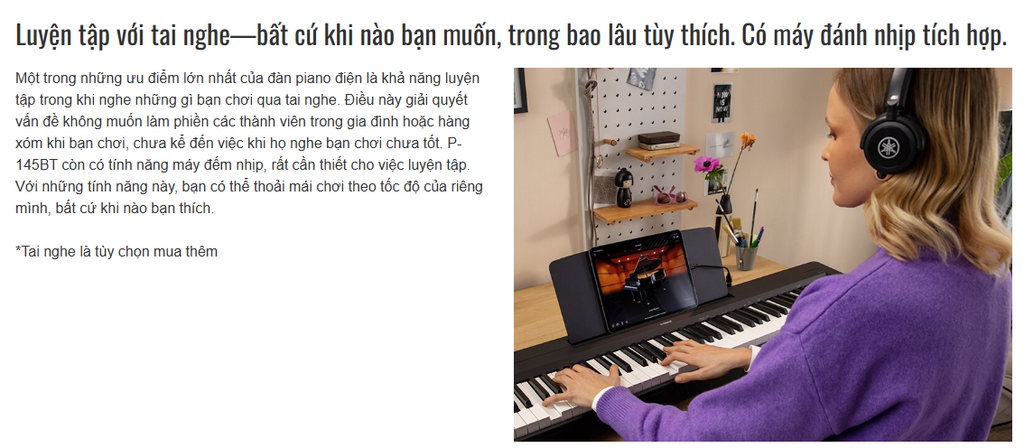 Kết nối tai nghe trên Yamaha P145BT