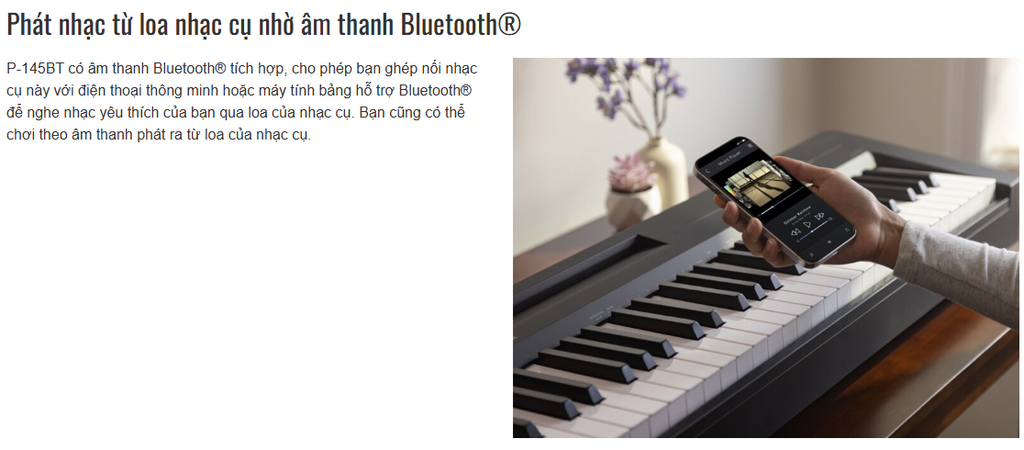 Phát nhạc từ loa nhạc nhờ âm thanh Bluetooth trên Yamaha P145BT