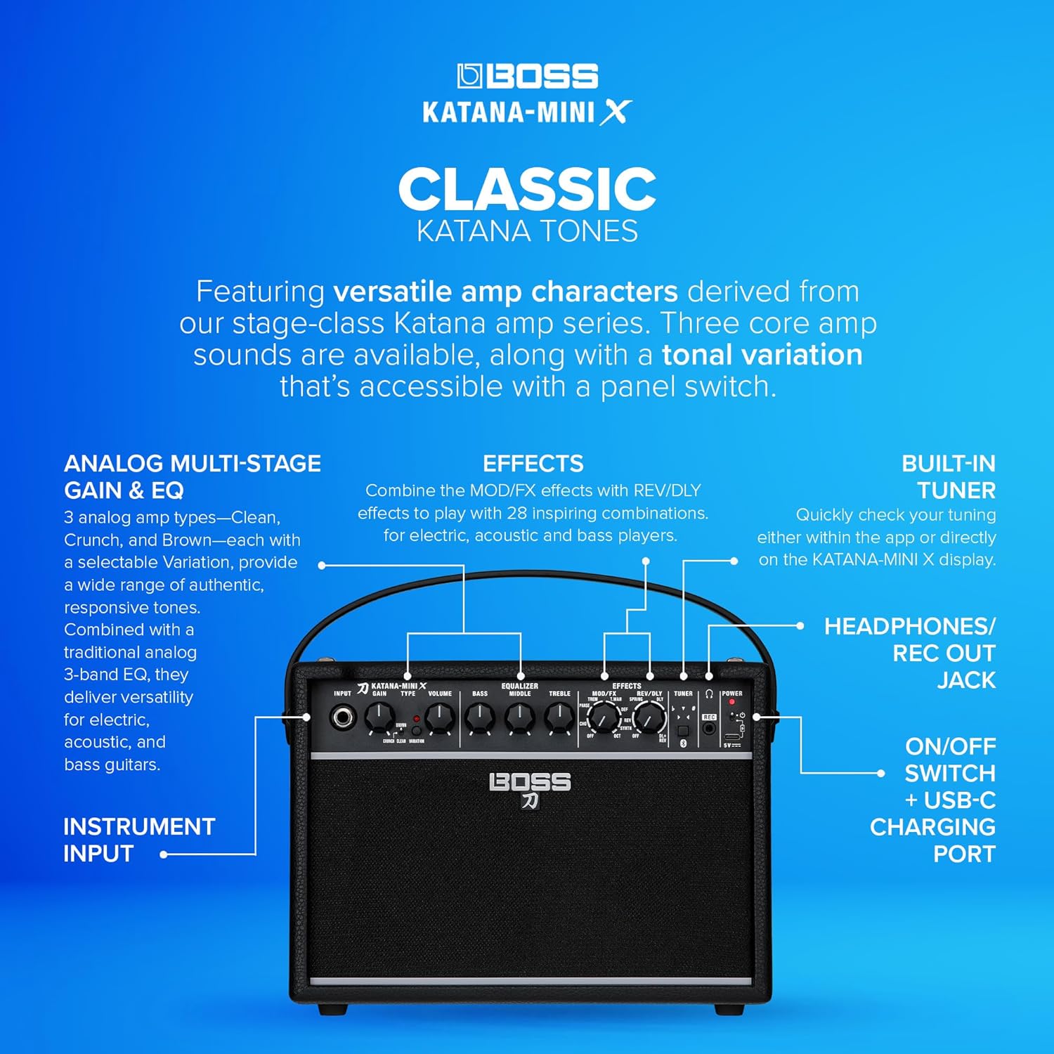 Amplifier Guitar Boss Katana Mini X 10-watt - Combo-Mai Nguyên Music