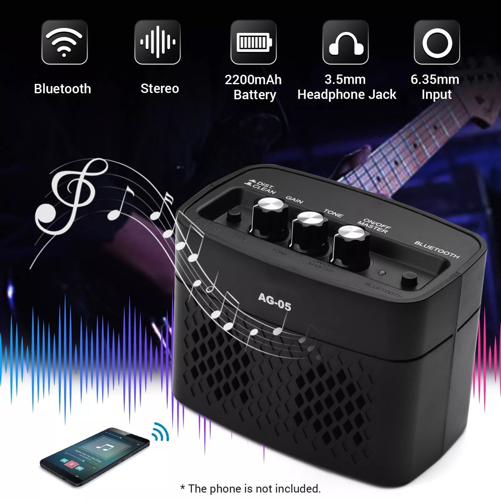 Amplifier Guitar Điện Mini Aroma AG-05 - Combo-Mai Nguyên Music